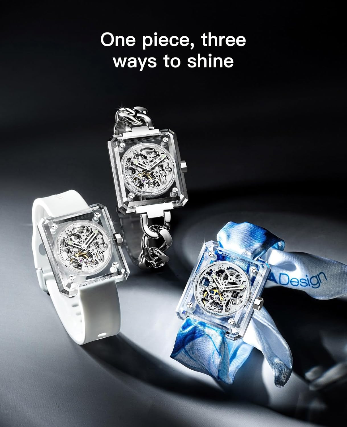 CIGA Design Women's Automatic Watch - R Series Crystal Love, Luxury Transparent K9 Crystal Case Exquisite Timepiece Gifts for Women