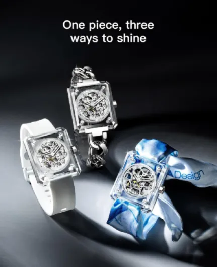 CIGA Design Women's Automatic Watch - R Series Crystal Love, Luxury Transparent K9 Crystal Case Exquisite Timepiece Gifts for Women