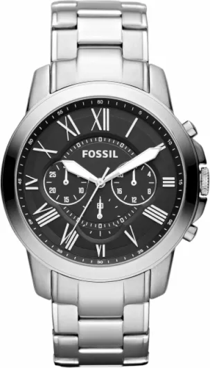 Fossil Montre Grant pour Homme, Mouvement chronographe à Quartz avec Bracelet en Acier Inoxydable Argent