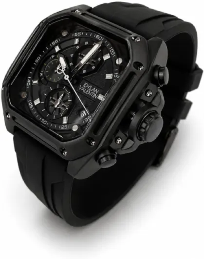 Générique Montre Homme Chronographe Carrée Noir Mat - Bracelet Silicone Sport Luxe - Étanche - Design Premium Moderne - Style Élégant Business & Casual