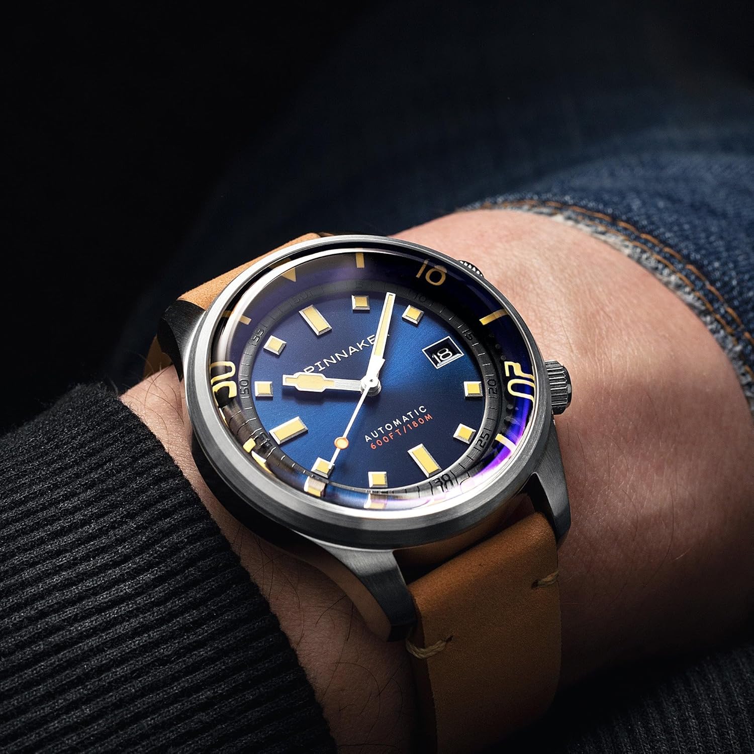 Spinnaker pour Homme 42 mm Bradner Automatique 3 Aiguilles Montre avec Bracelet en Cuir Véritable ou Acier Inoxydable SP-5062 Tidal Blue