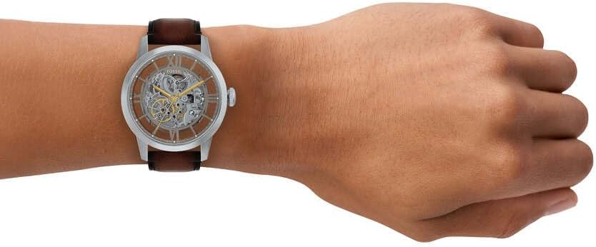 Fossil Townsman Watch for Men, Automatic Three Hand Movement with Stainless Steel Or Leather Strap 44 mm Marron et Argent
