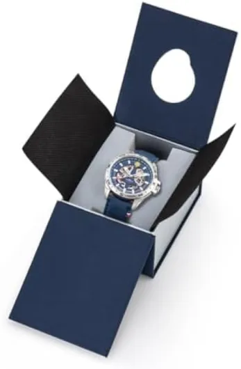 Montre Patrouille de France - Aviateur - Athos 8 - Automatique Squelette - Cuir Bleu