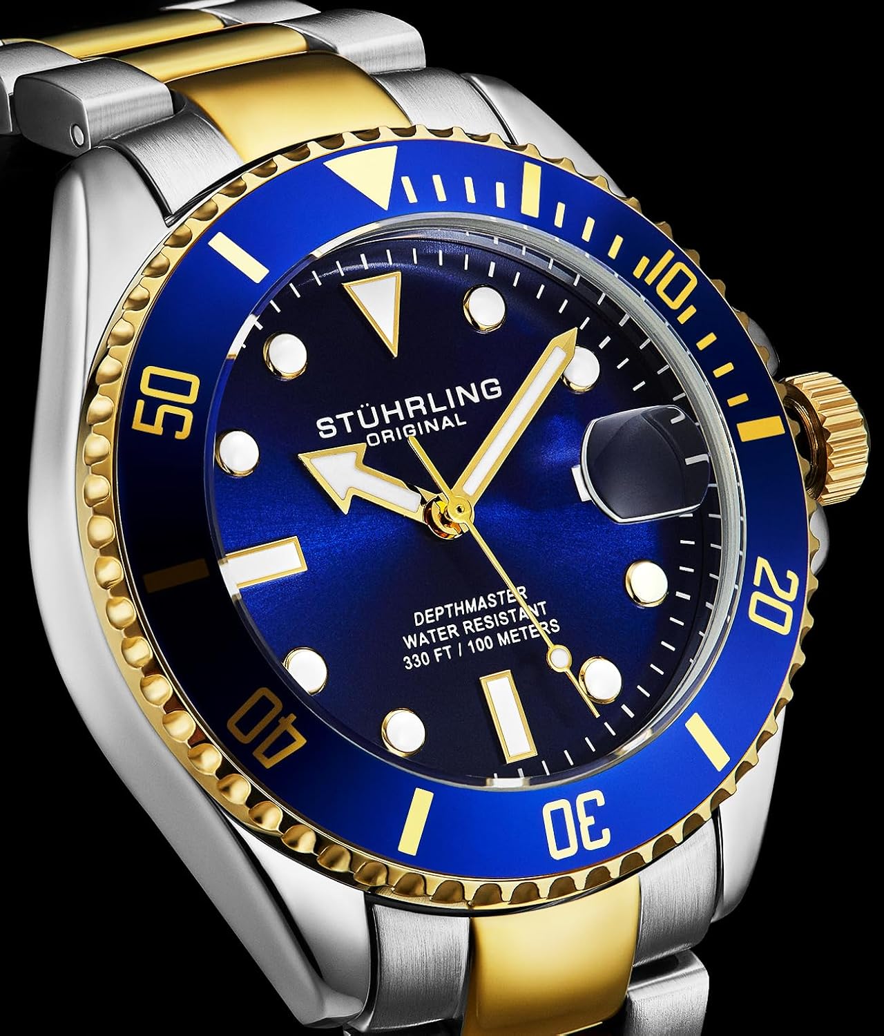 Montre de plongée Original pour Homme, Mouvement Suisse, Bracelet en Acier Inoxydable, étanche jusqu'à 100 m Bleu