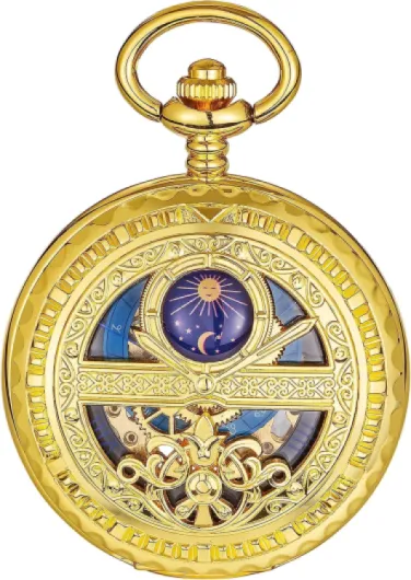 ShoppeWatch Montre a Gousset pour Homme avec Chaîne - Montre de Poche Vintage à remontage Manuel - Mouvement Mécanique - Accessoire de Costume Steampunk Ferroviaire des Années 1920 Or