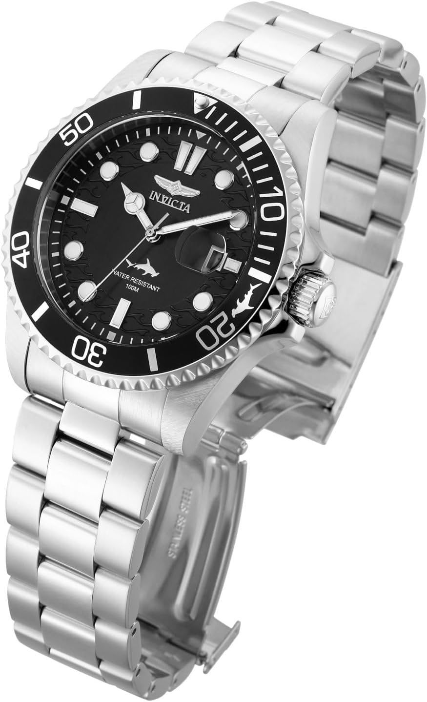 Pro Diver Montre Homme Mouvement à Quartz en Acier Inoxydable - 43mm Argent / Noir