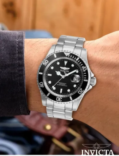 Pro Diver Montre Homme Mouvement à Quartz en Acier Inoxydable - 40mm Argent / Noir